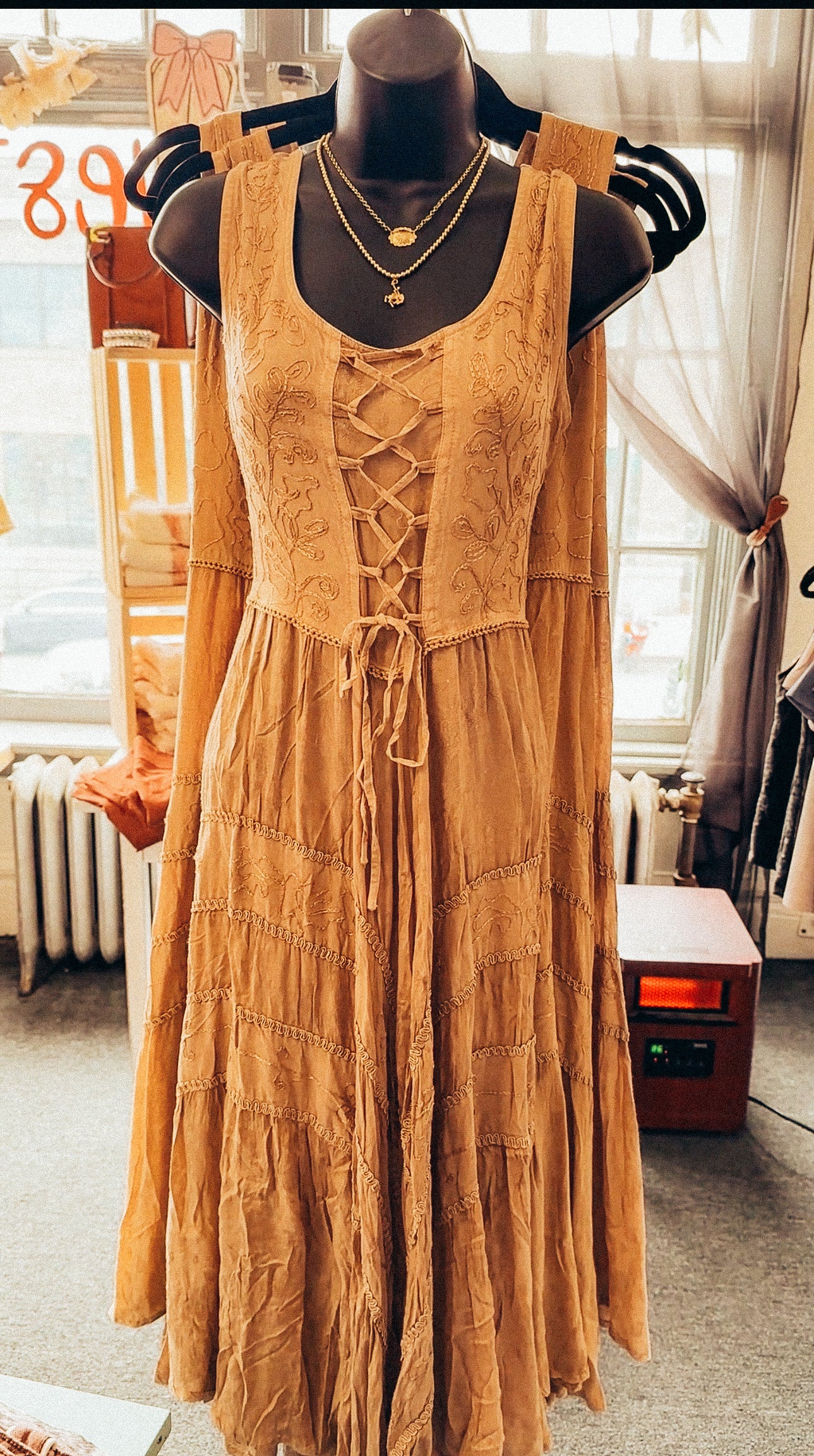 Latte Canyon Lace-Up Dress