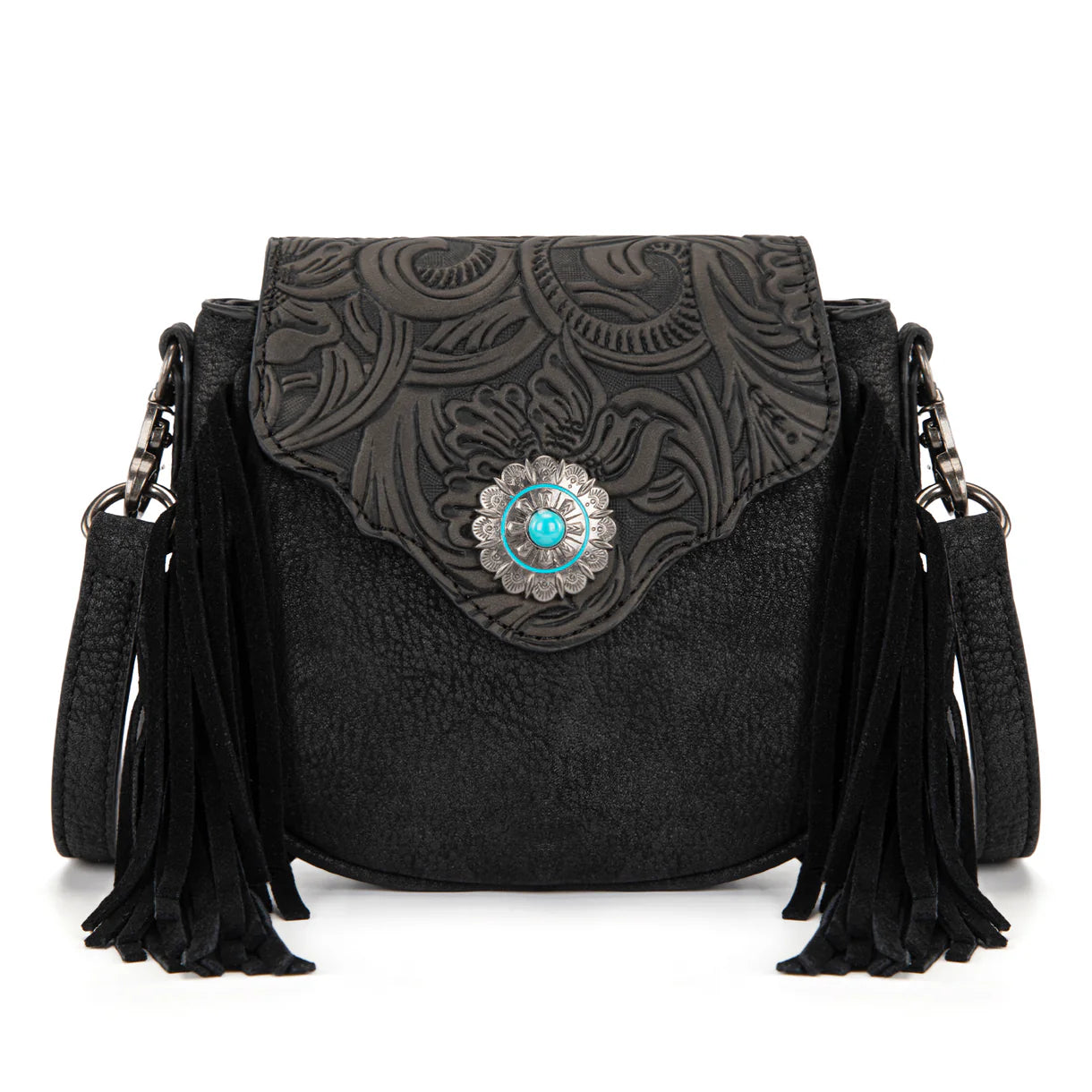 Midnight Fringe Crossbody – Black