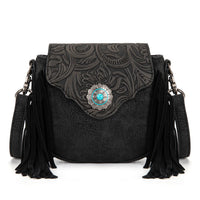 Midnight Fringe Crossbody – Black