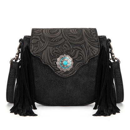 Midnight Fringe Crossbody – Black