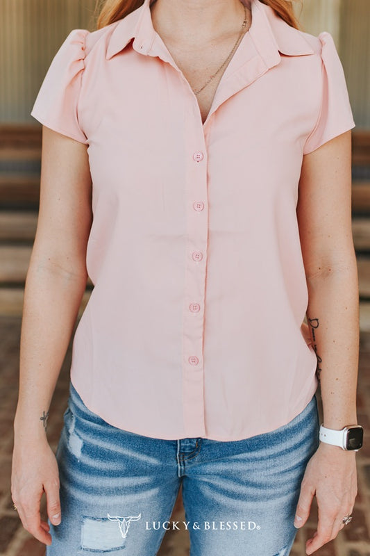 Peachy Keen Pearl Snap Blouse