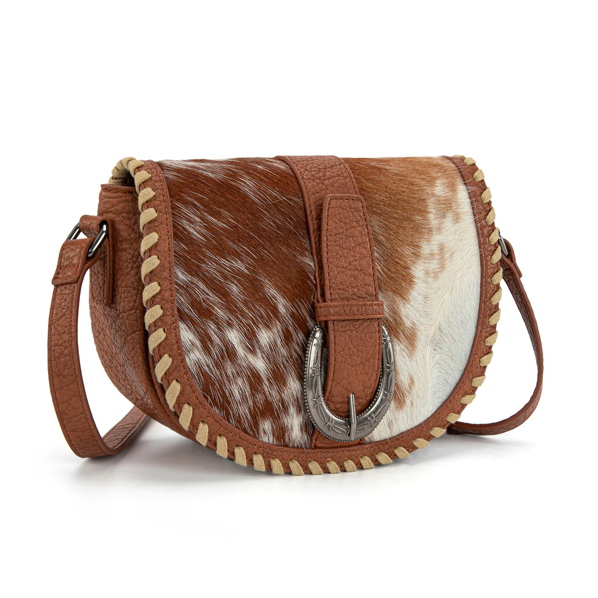 Saddleback Cowhide Crossbody – Brown