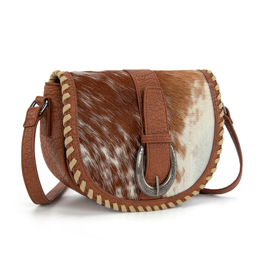 Saddleback Cowhide Crossbody – Brown