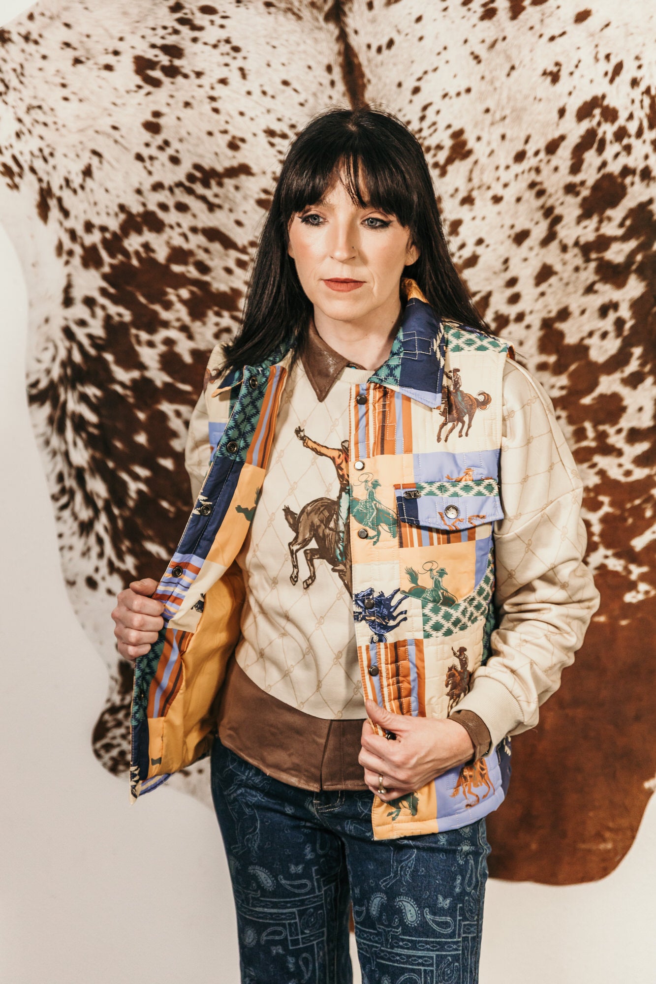 Cowgirl Collage Quilted Vest