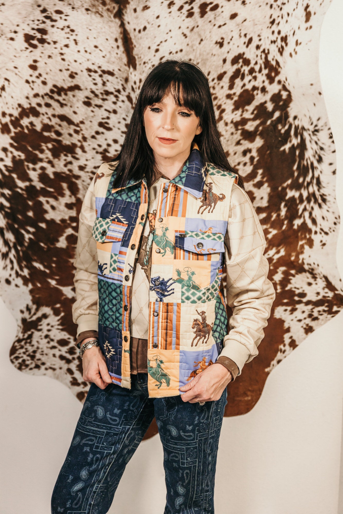 Cowgirl Collage Quilted Vest