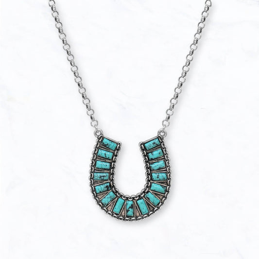 Southwestern Turquoise Horseshoe Necklace