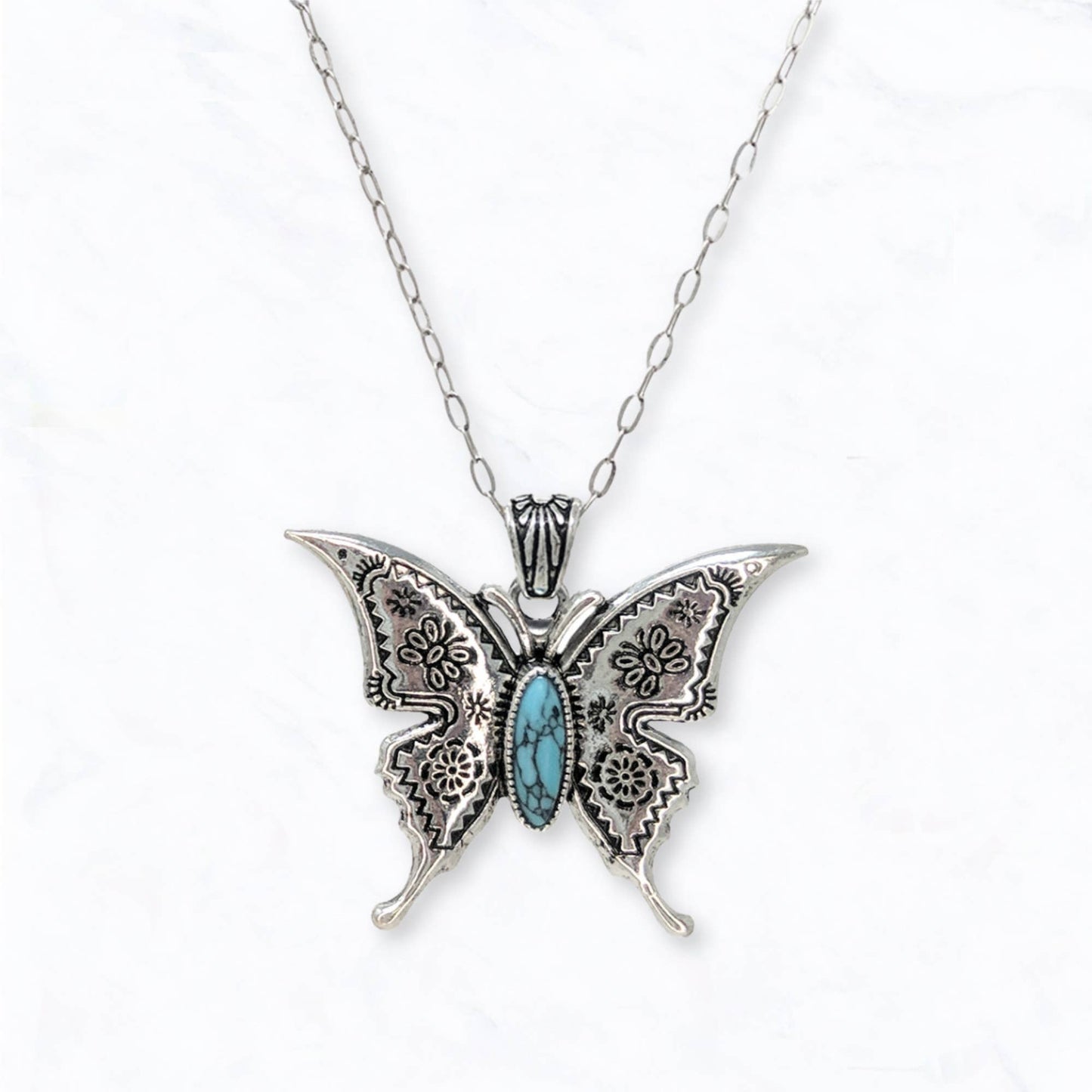 Turquoise Butterfly Pendant Necklace