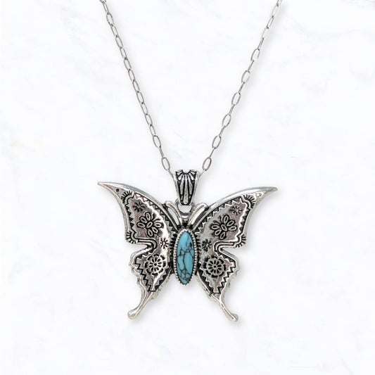 Turquoise Butterfly Pendant Necklace
