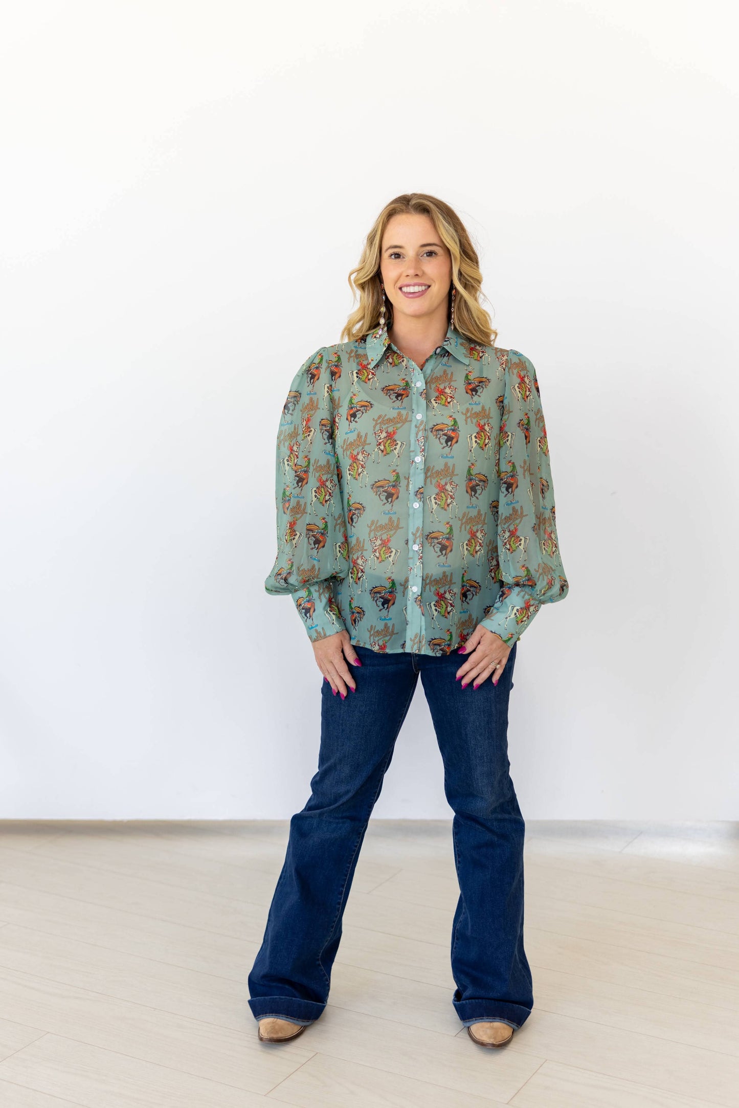 Teal Howdy Blouse
