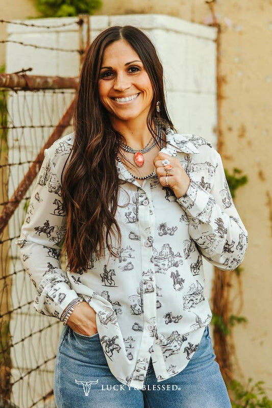 Desert Sketch Chiffon Shirt