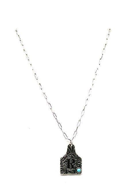 Ranch Initial Cattle Tag Necklace