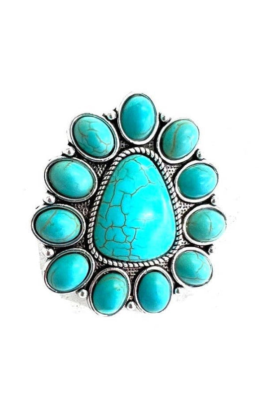 Turquoise Bloosom Cuff Ring