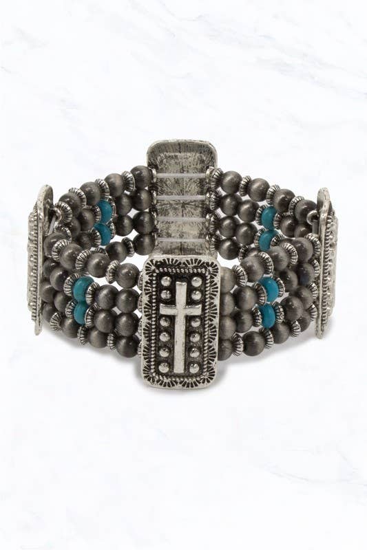 Western Cross Beaded Bracelet