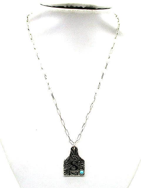 Ranch Initial Cattle Tag Necklace