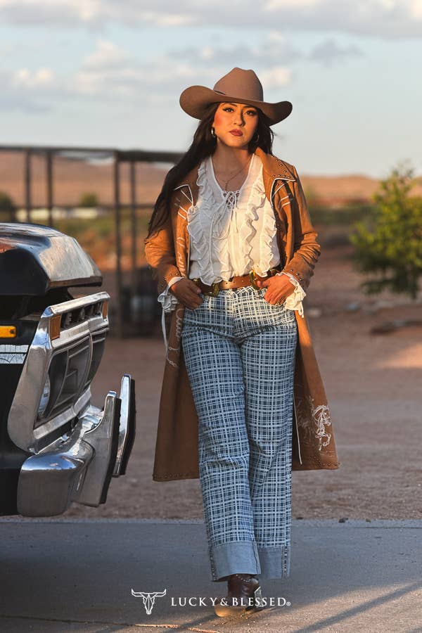 Blue Ridge Plaid Wide Leg Jeans