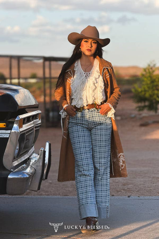 Blue Ridge Plaid Wide Leg Jeans