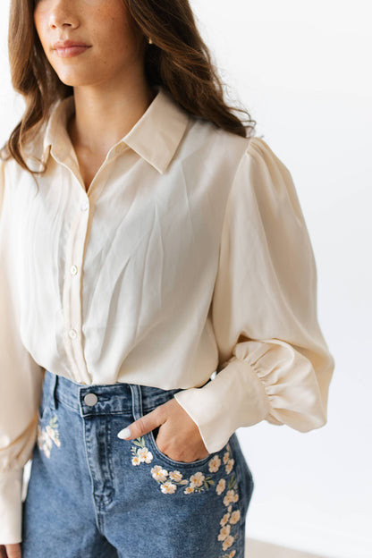 Ivory Button-Down Blouse