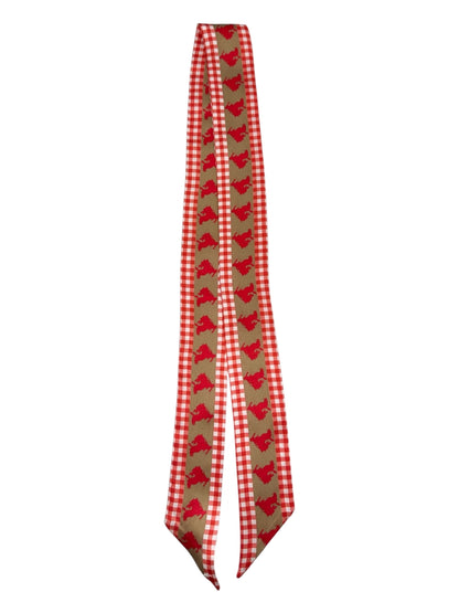 Red Bucking Horse Silk Twilly Scarf