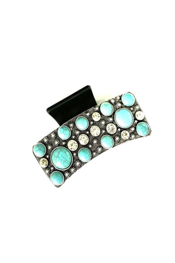 TURQUOISE &  RHINESTONE HAIR CLAW
