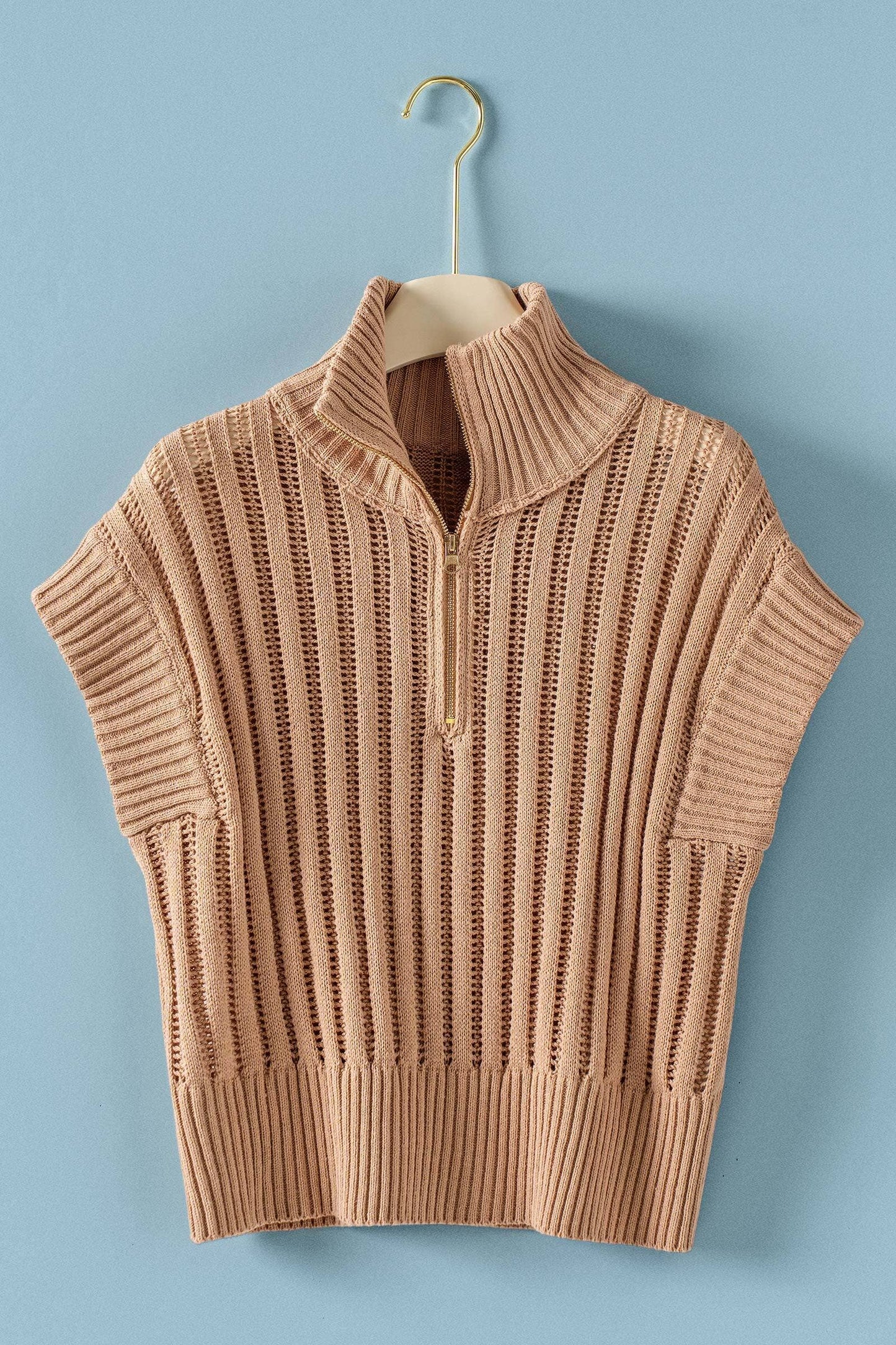 Mocha Half-Zip Knit Vest