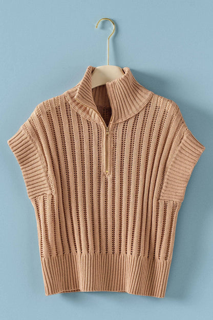 Mocha Half-Zip Knit Vest