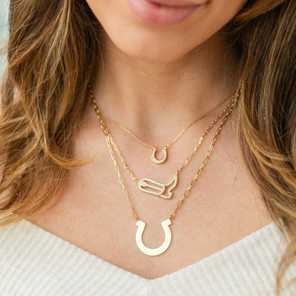 Lucky Charm Pavé Horseshoe Necklace