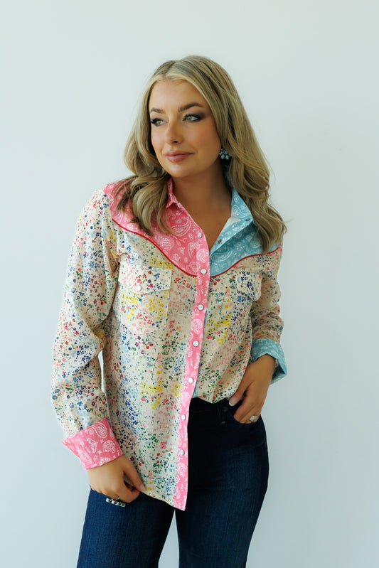 Paisley Bloom Pearl Snap